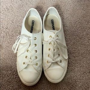 Converse Women's Off White Leather Shoes